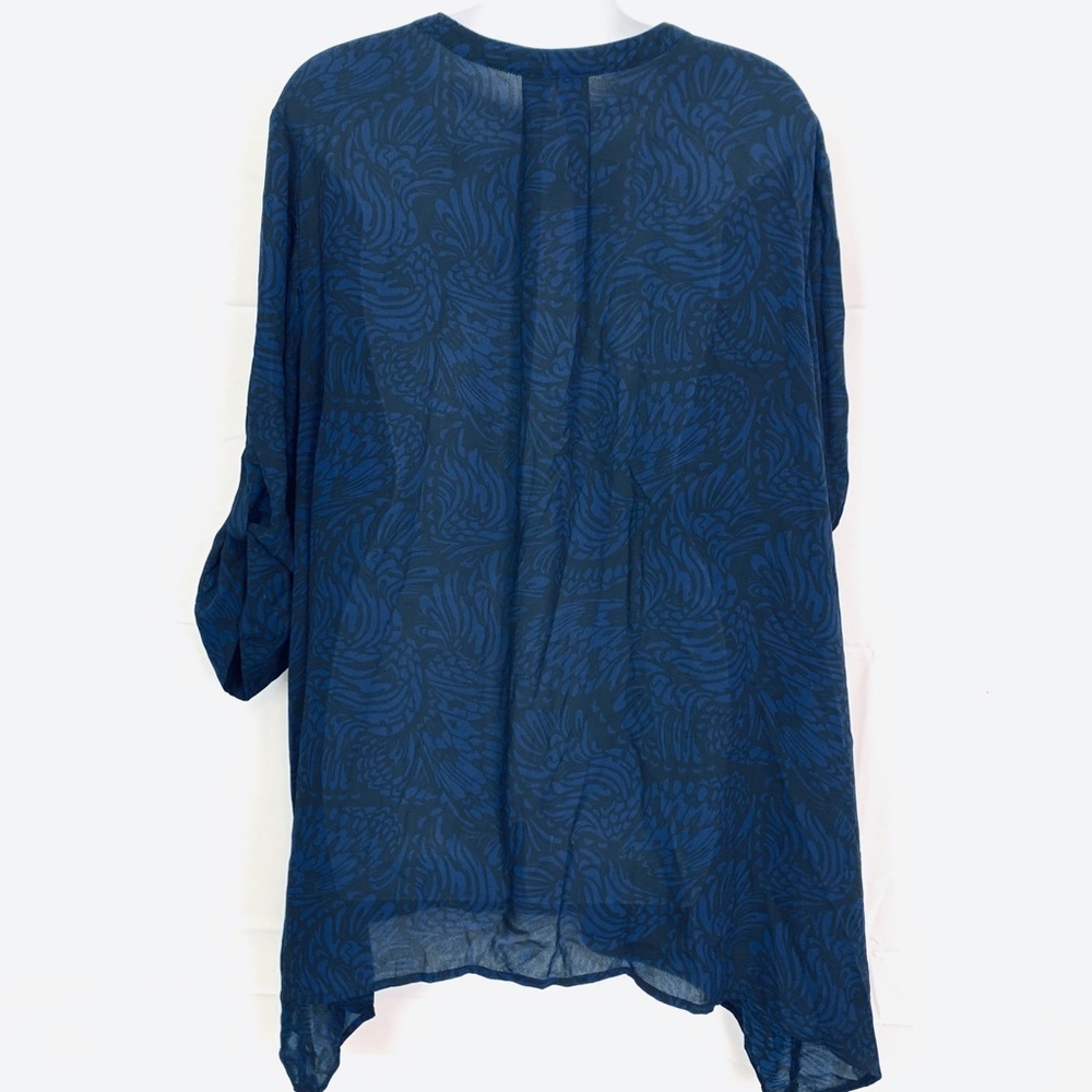 TORRID Black Blue Sheer Blouse 110844 Top Shirt 2 - Picture 7 of 16